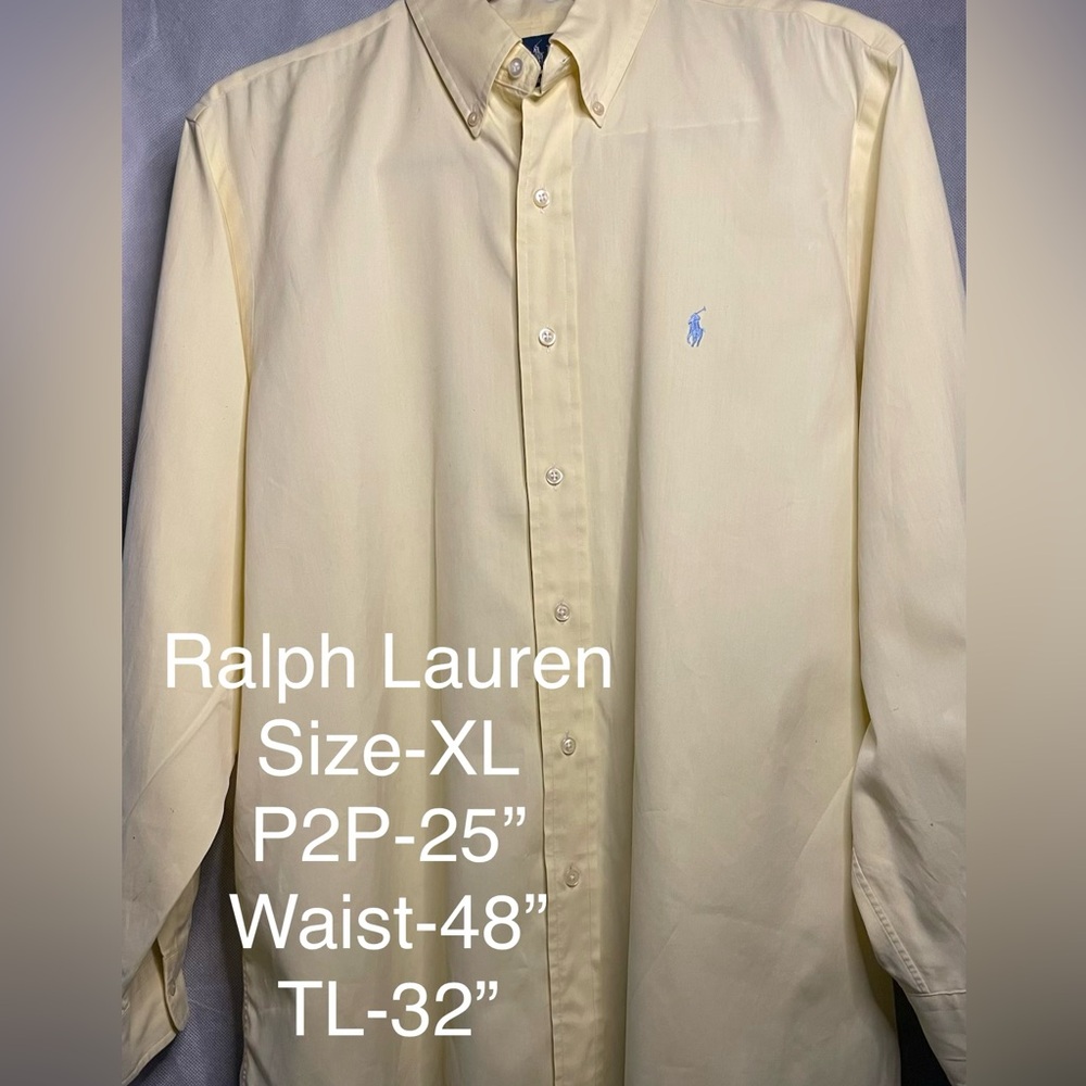 Ralph Lauren Men's Pale Yellow Button Down Size XL